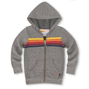 Aviator Nation KID'S 5 STRIPE HOODIE - HEATHER GREY